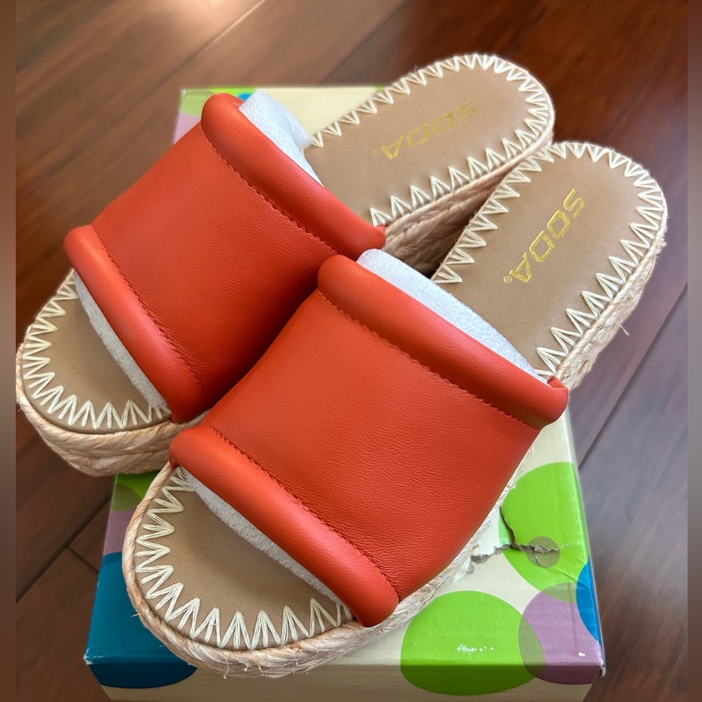 Soda Vibrant Orange Slide Sandals